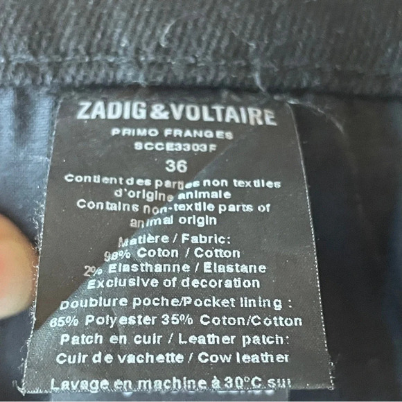 Zadig & Voltaire black denim fringe shorts Sz 36 Small - Picture 5 of 8